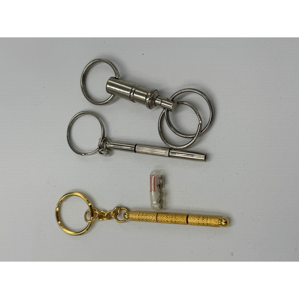 3pc Keychain Tool Set 3-in-1 Eyeglass Screwdrivers & Quick Release Valet Ring